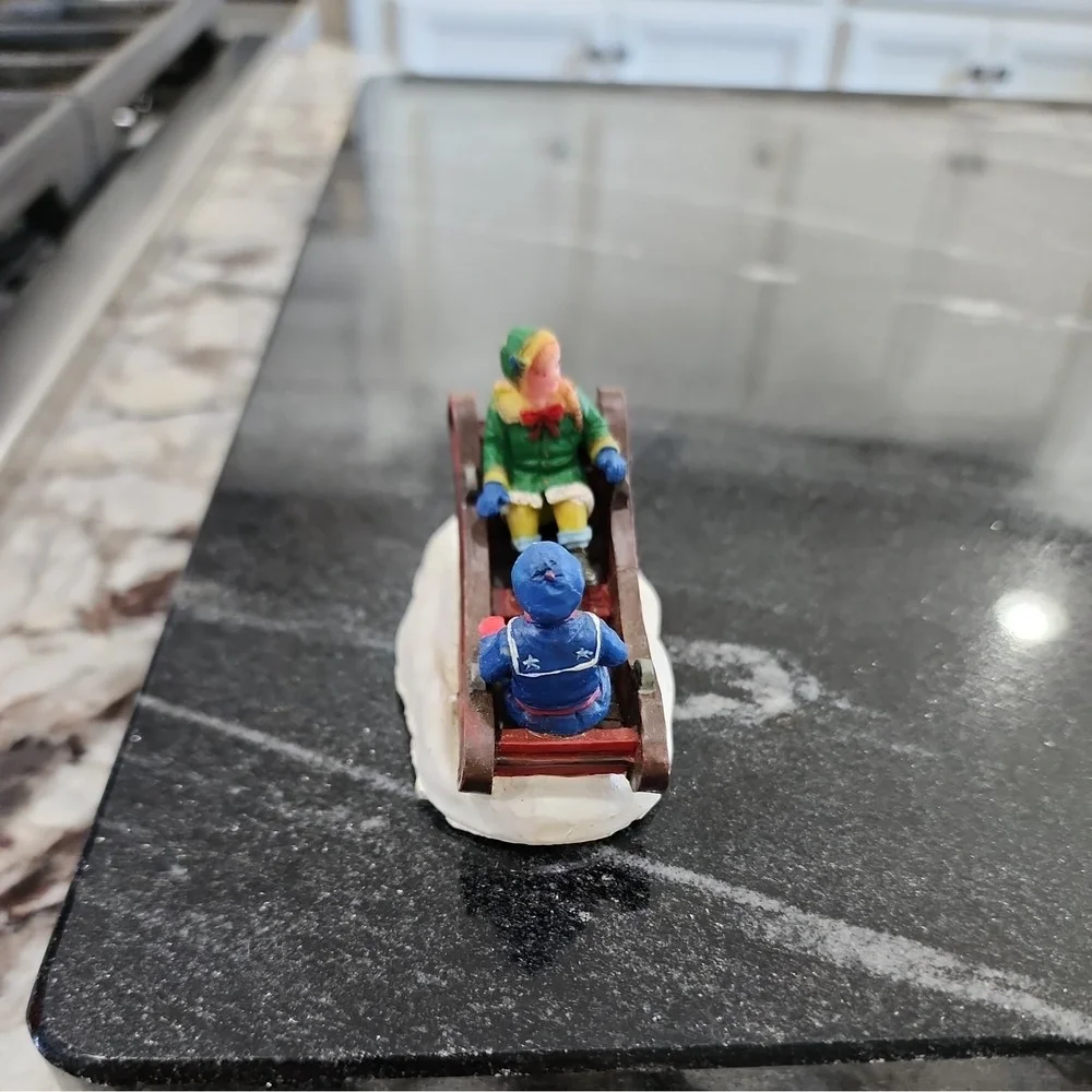 Lemax Village Collection Figurines Kids Toboggan & Up Down Set of 2